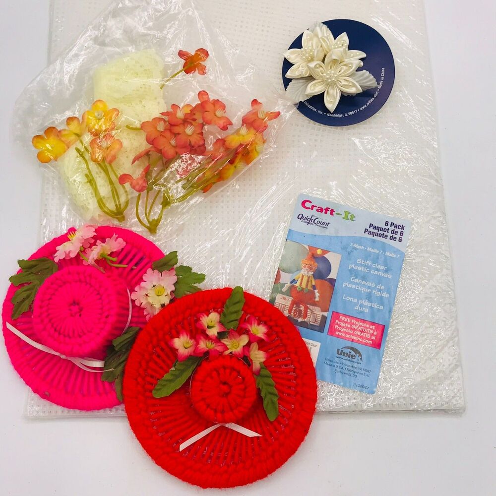 Plastic Canvas for Needle Crafting New 14x11 Inch Pack of 6 with 2 Finished Hats